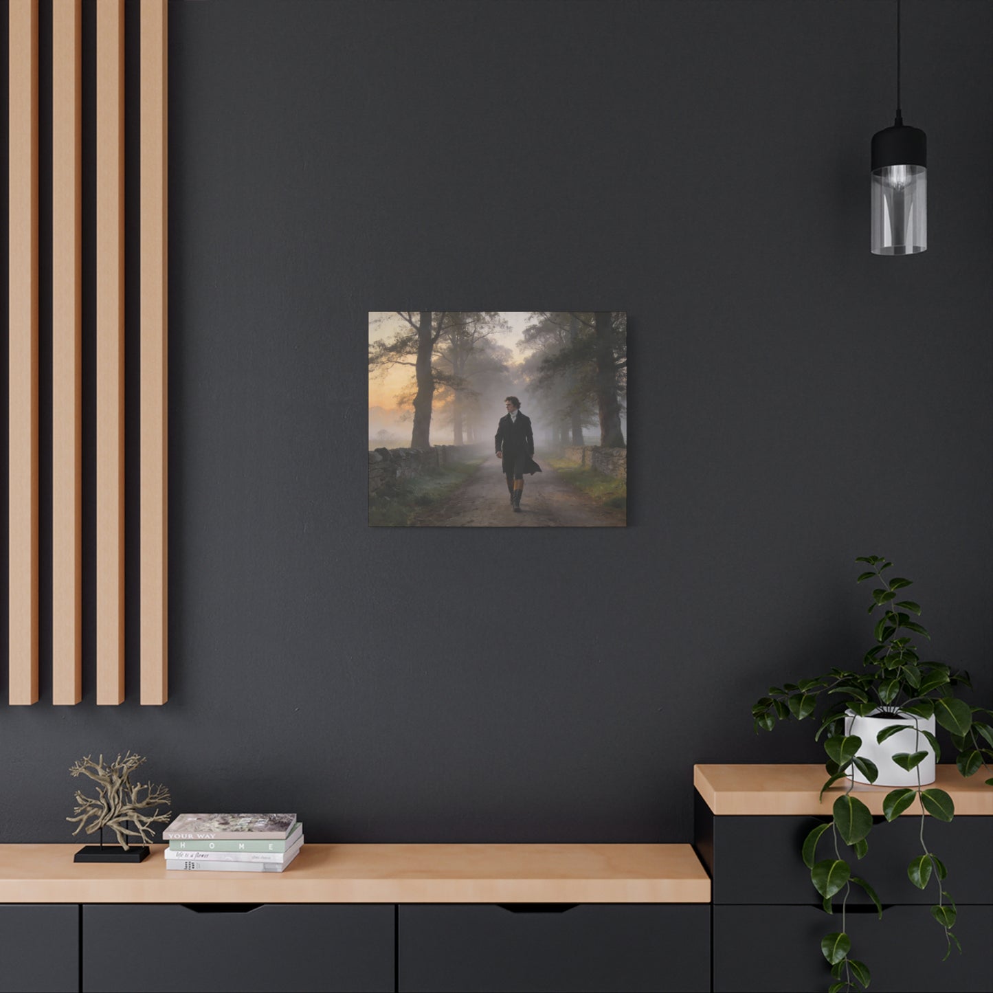 Mr. Darcy Walking Down a Country Lane Matte Canvas Print
