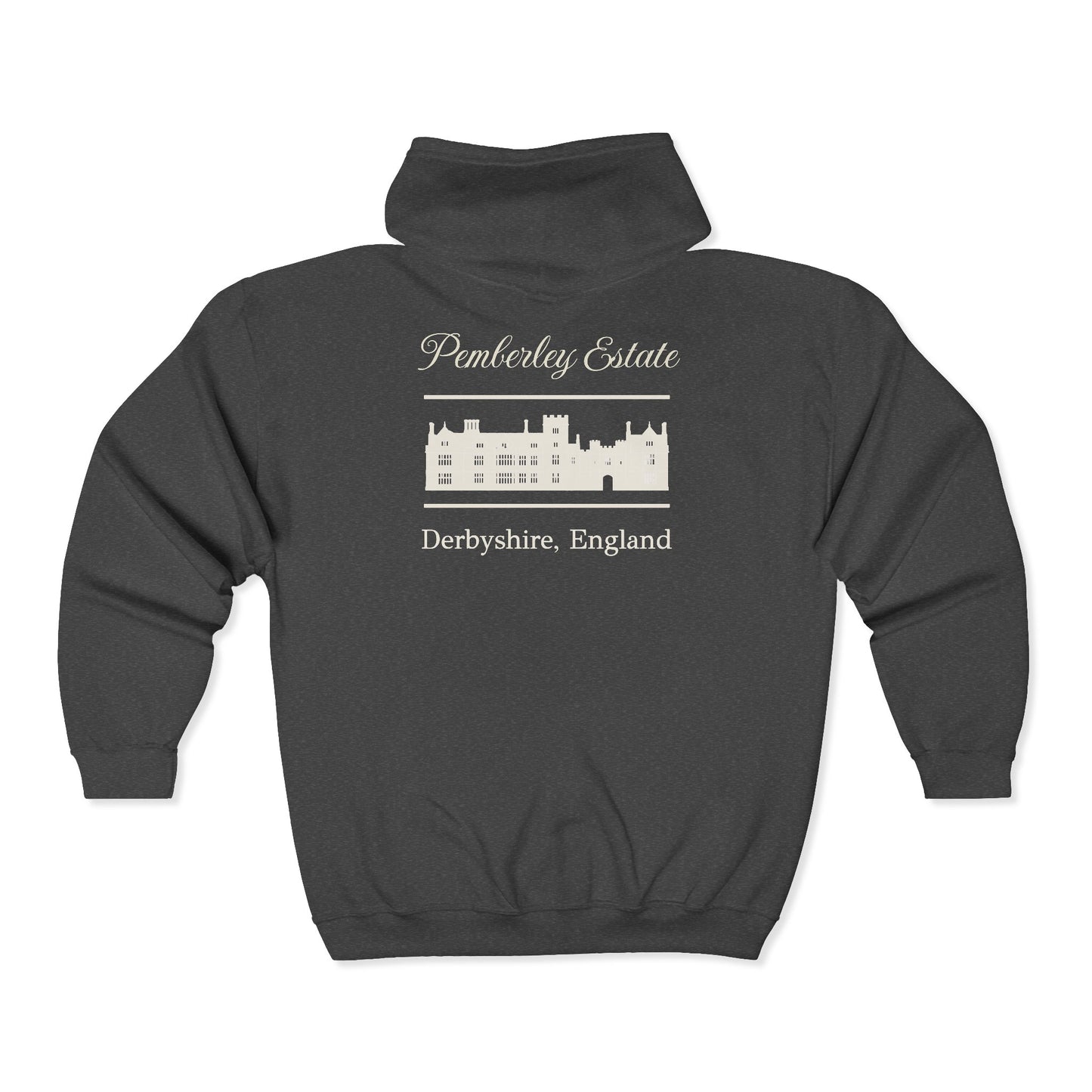 Official Pemberley Estate Zip-Up Hoodie — Derbyshire, England (Unisex)