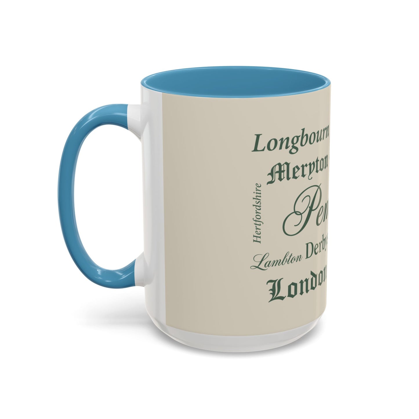 Places of Pride & Prejudice Accent Mug — Pemberley, Longbourn & English Towns