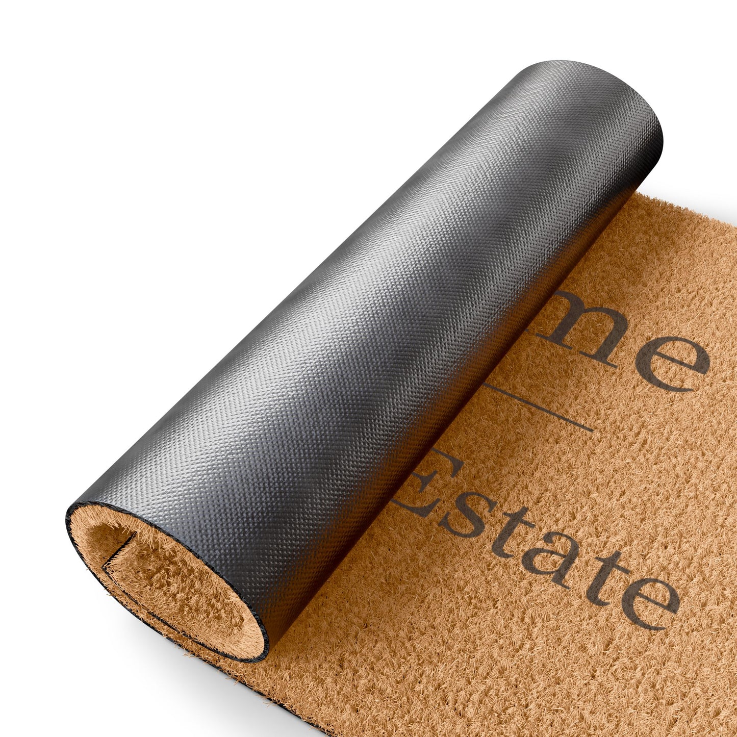 Welcome to Pemberley Estate door mat - black text on natural fiber back