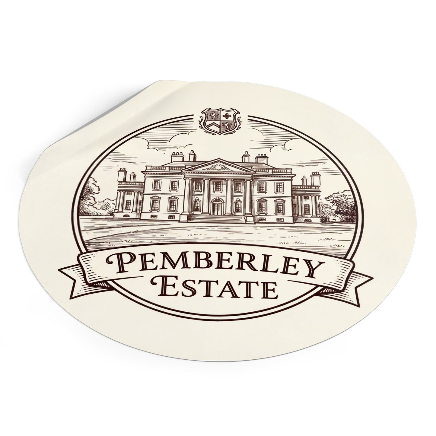Official Pemberley Estate Logo Round Sticker — 3" & 6" Vinyl Decal
