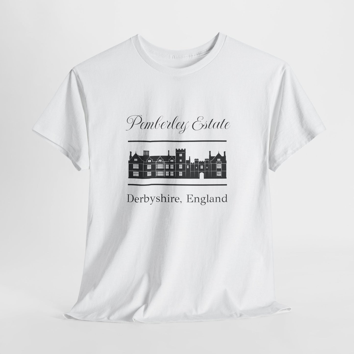 White t-shirt with a raccoon graphic and text on a white background