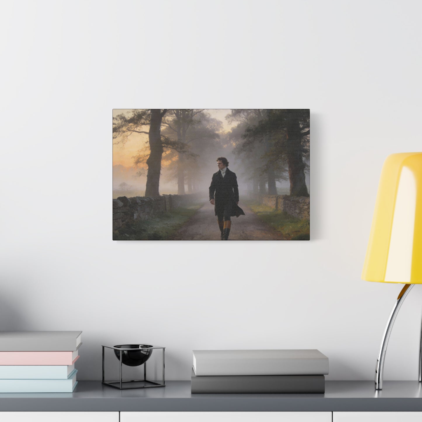 Mr. Darcy Walking Down a Country Lane Matte Canvas Print