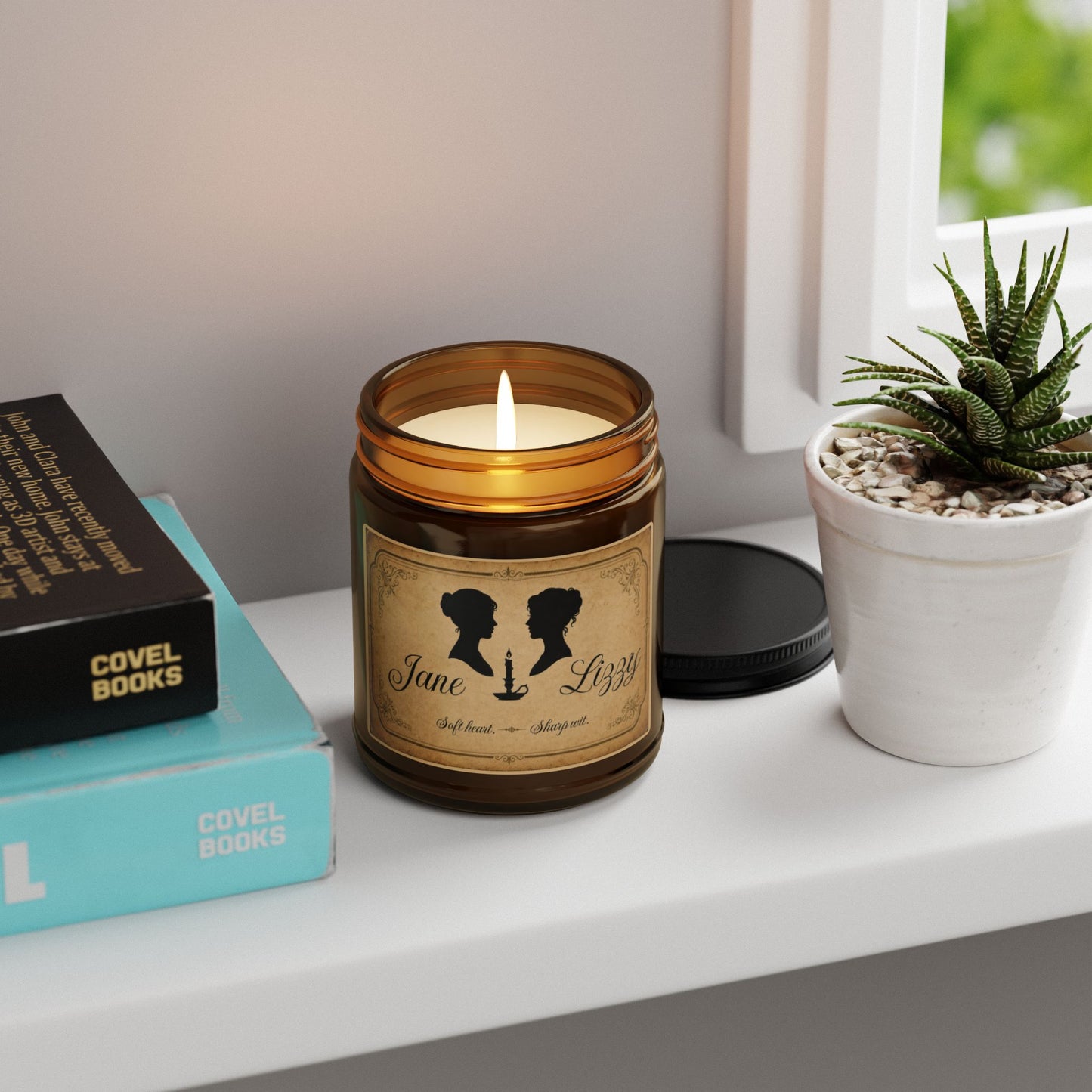 Jane & Lizzy “Soft Heart. Sharp Wit.” Soy Candle — Pride & Prejudice Literary Candle