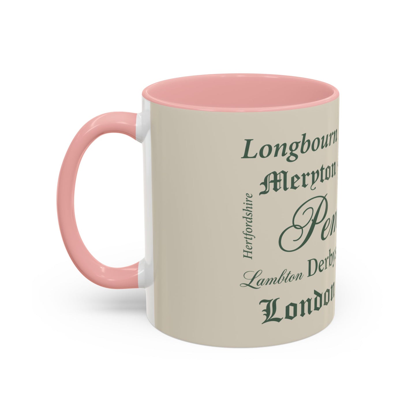 Places of Pride & Prejudice Accent Mug — Pemberley, Longbourn & English Towns