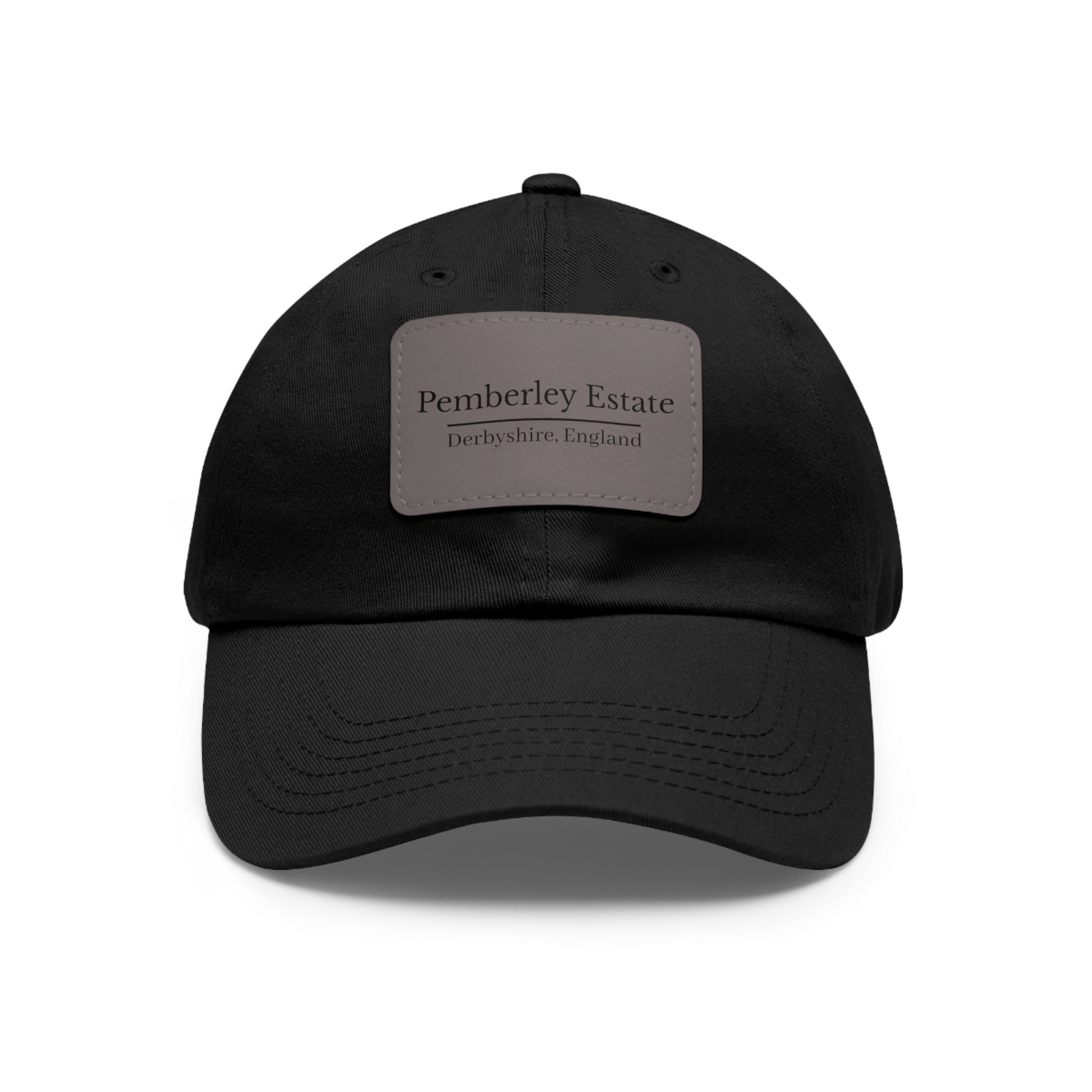 Black security cap with a gray patch on a white background