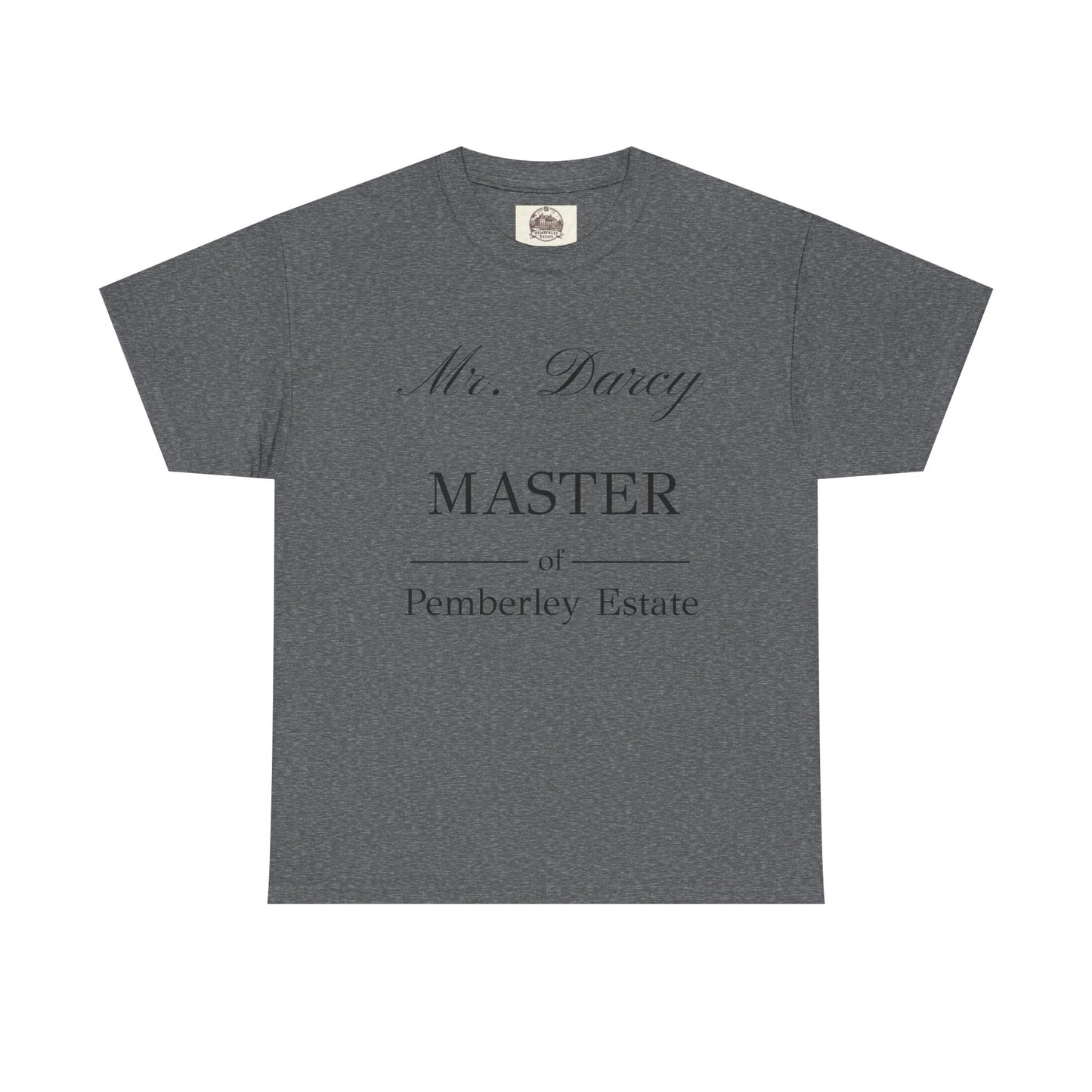 Mr Darcy Master of Pemberley Estate black text Men's t-shirt - charcoal color