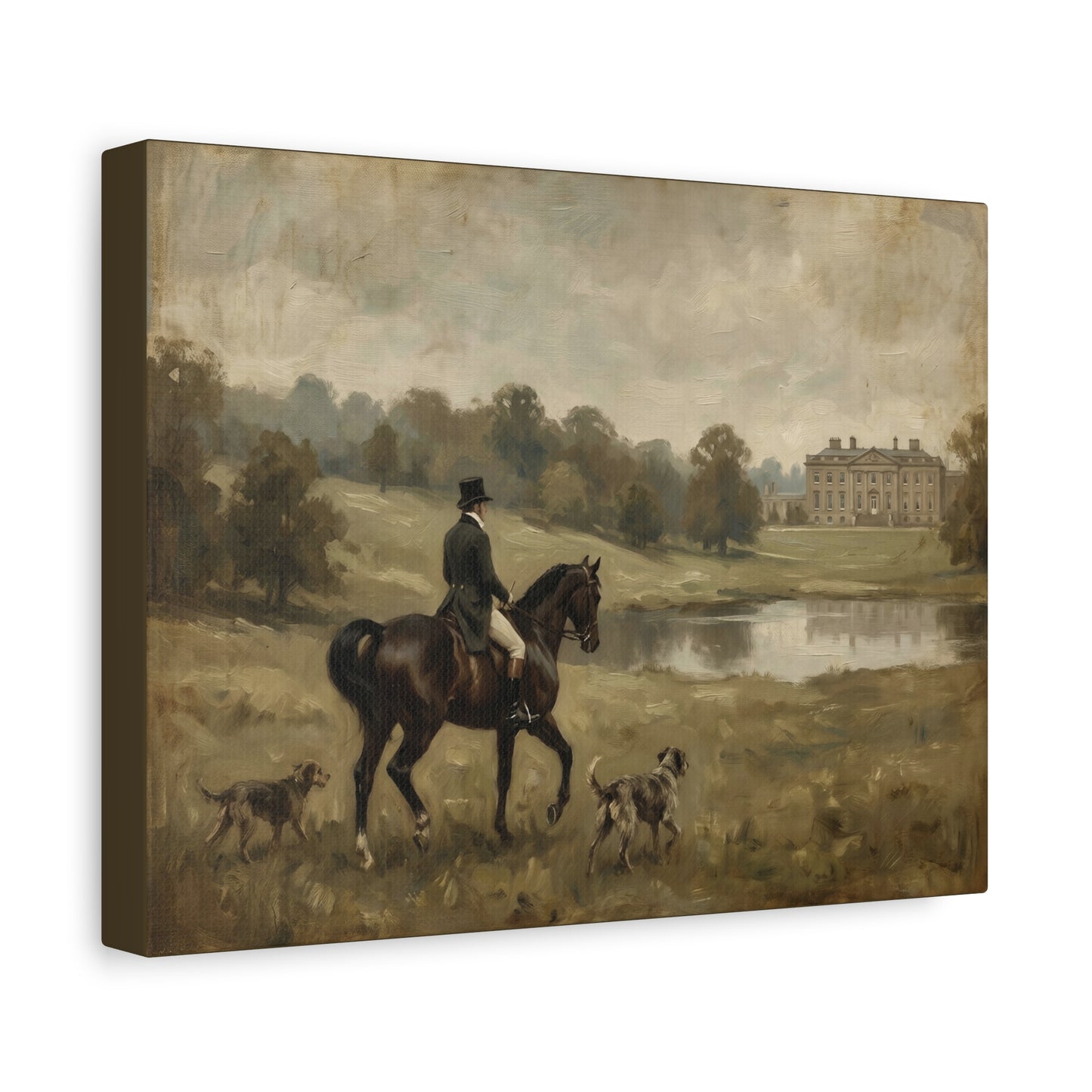 Mr. Darcy on Horseback at Pemberley Matte Canvas Print