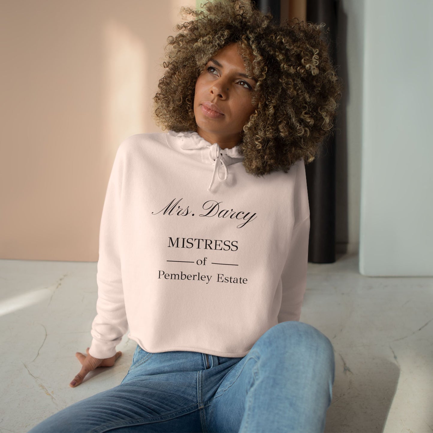 Mrs. Darcy “Mistress of Pemberley Estate” Crop Hoodie | Jane Austen Literary Sweatshirt