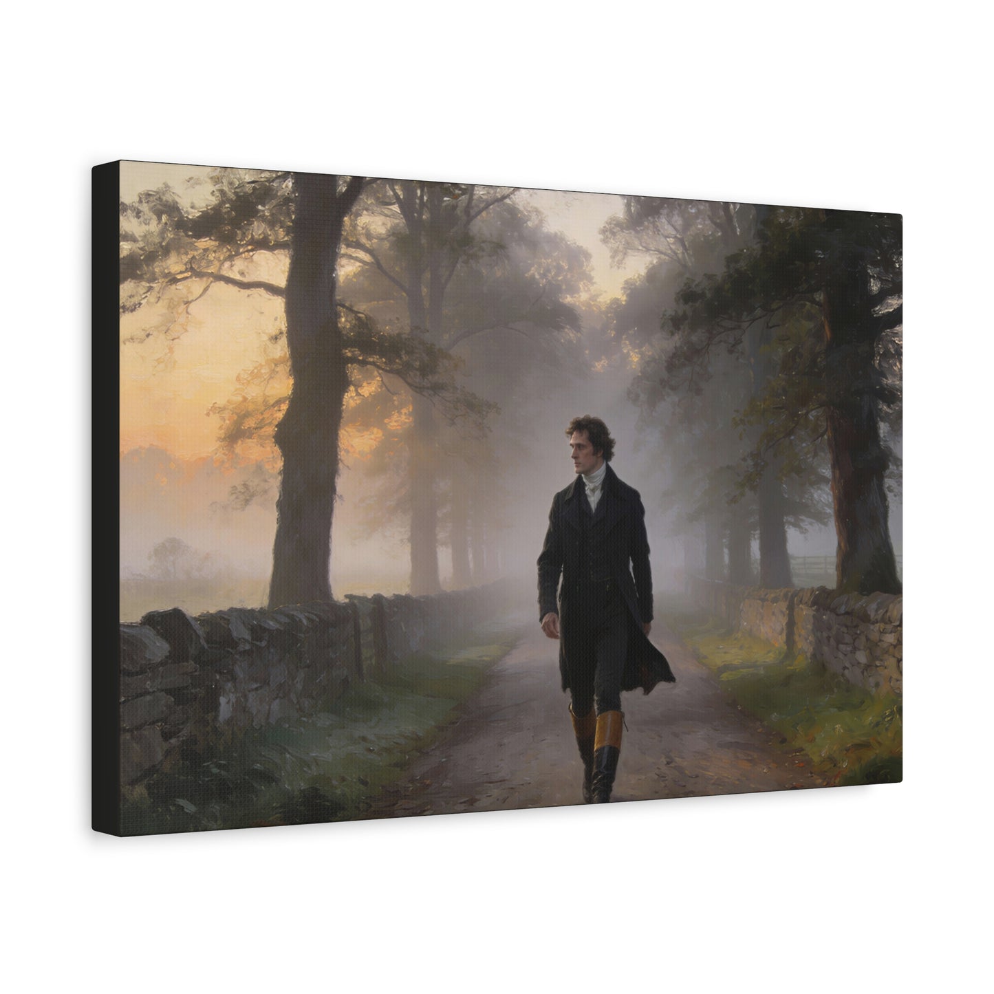 Mr. Darcy Walking Down a Country Lane Matte Canvas Print