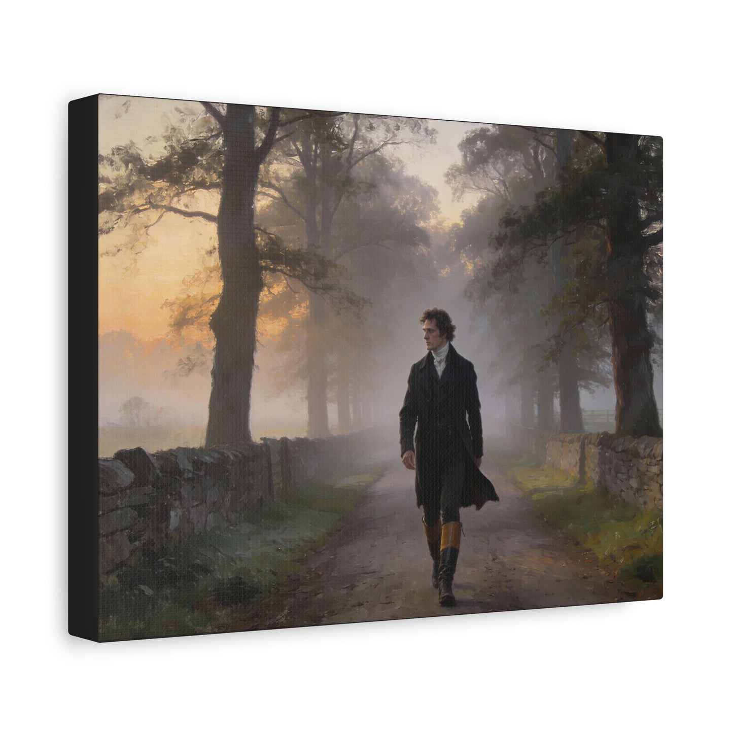 Mr. Darcy Walking Down a Country Lane Matte Canvas Print