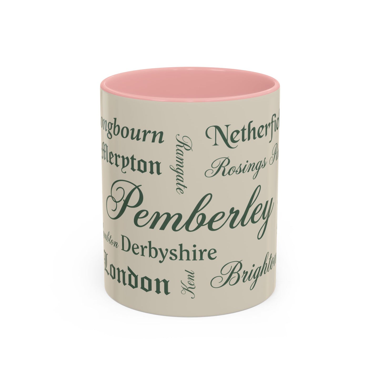 Places of Pride & Prejudice Accent Mug — Pemberley, Longbourn & English Towns