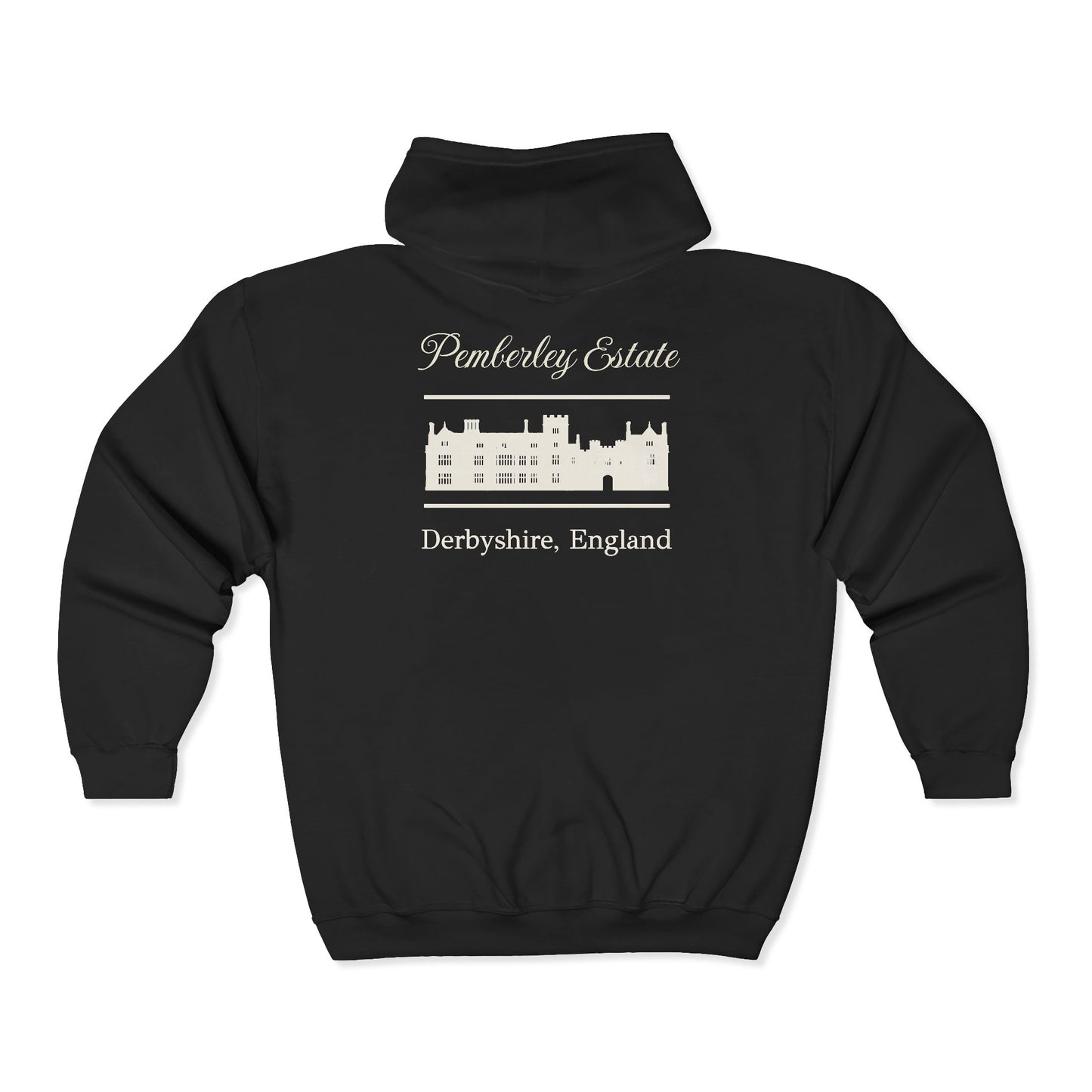 Official Pemberley Estate Zip-Up Hoodie — Derbyshire, England (Unisex)