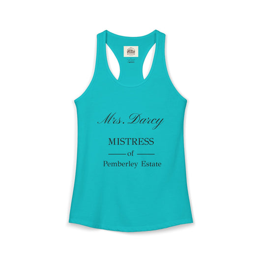 Mistress of Pemberley Estate Women’s Racerback Tank in Tahiti Blue