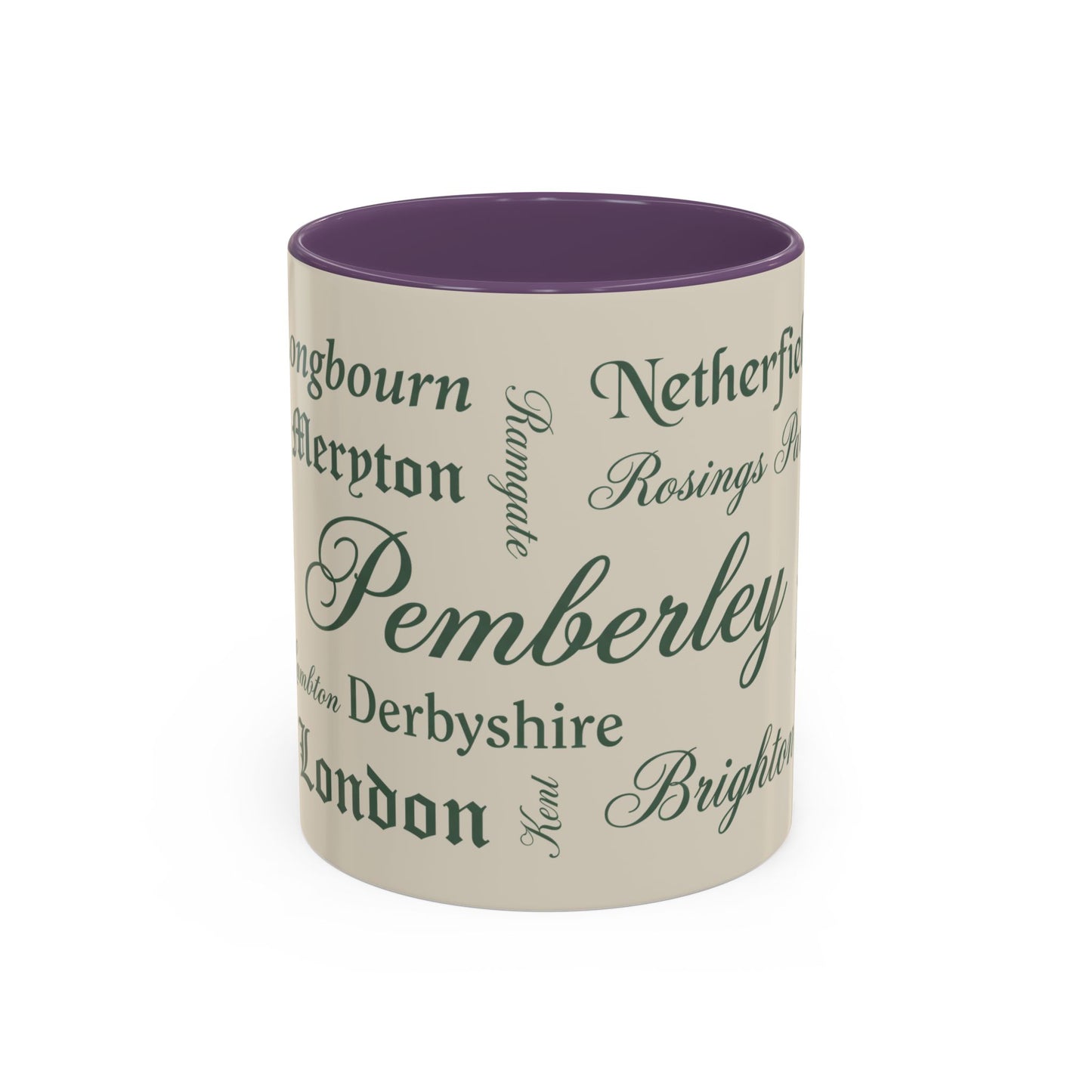 Places of Pride & Prejudice Accent Mug — Pemberley, Longbourn & English Towns