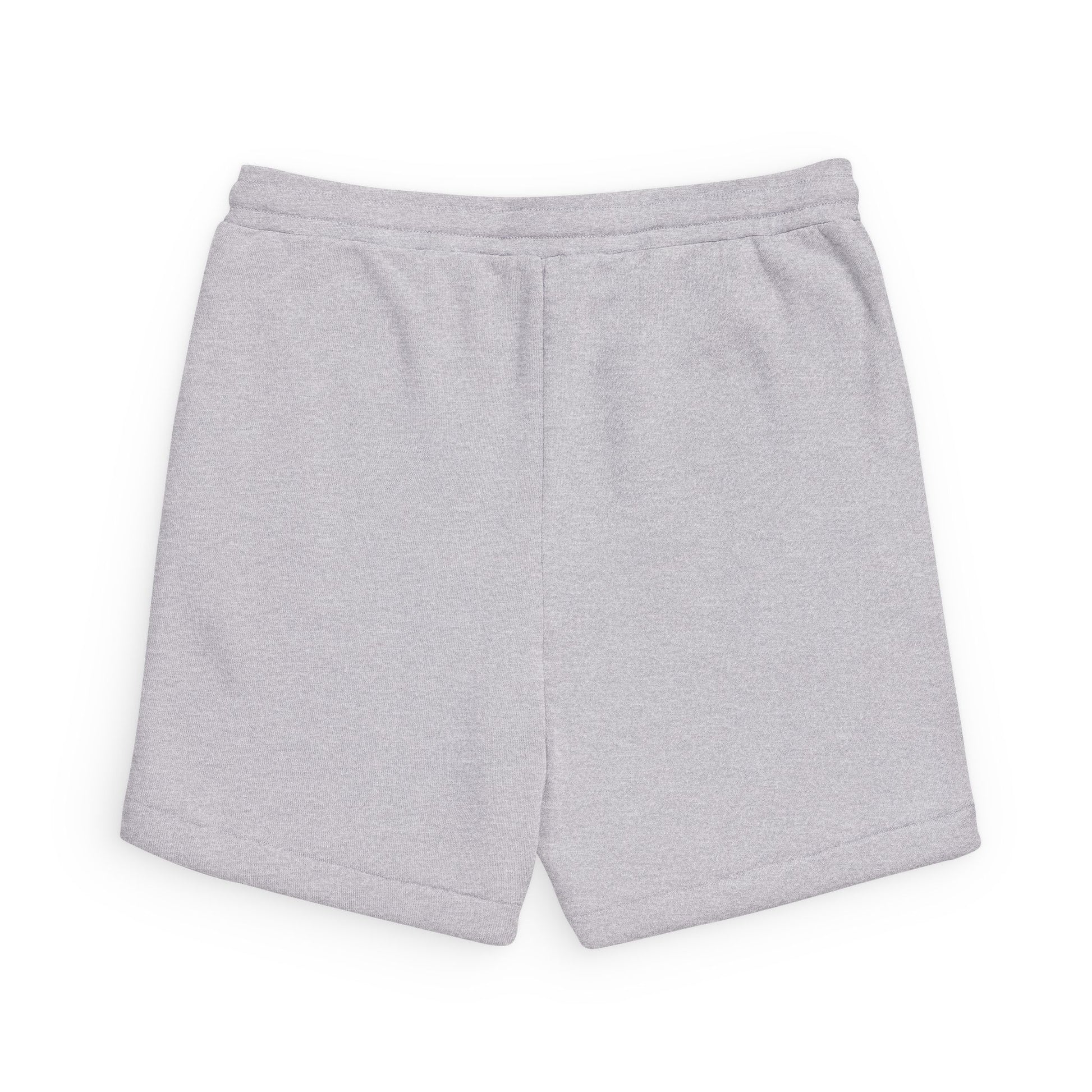 Mrs Darcy black text on woman's cozy gray shorts - plain back