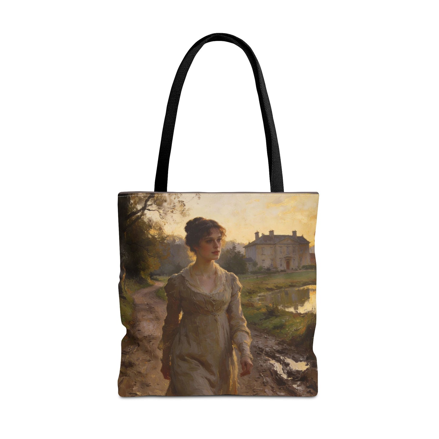 Lizzy & Darcy Country Walk Tote Bag — Double-Sided Romantic Art (3 Sizes)