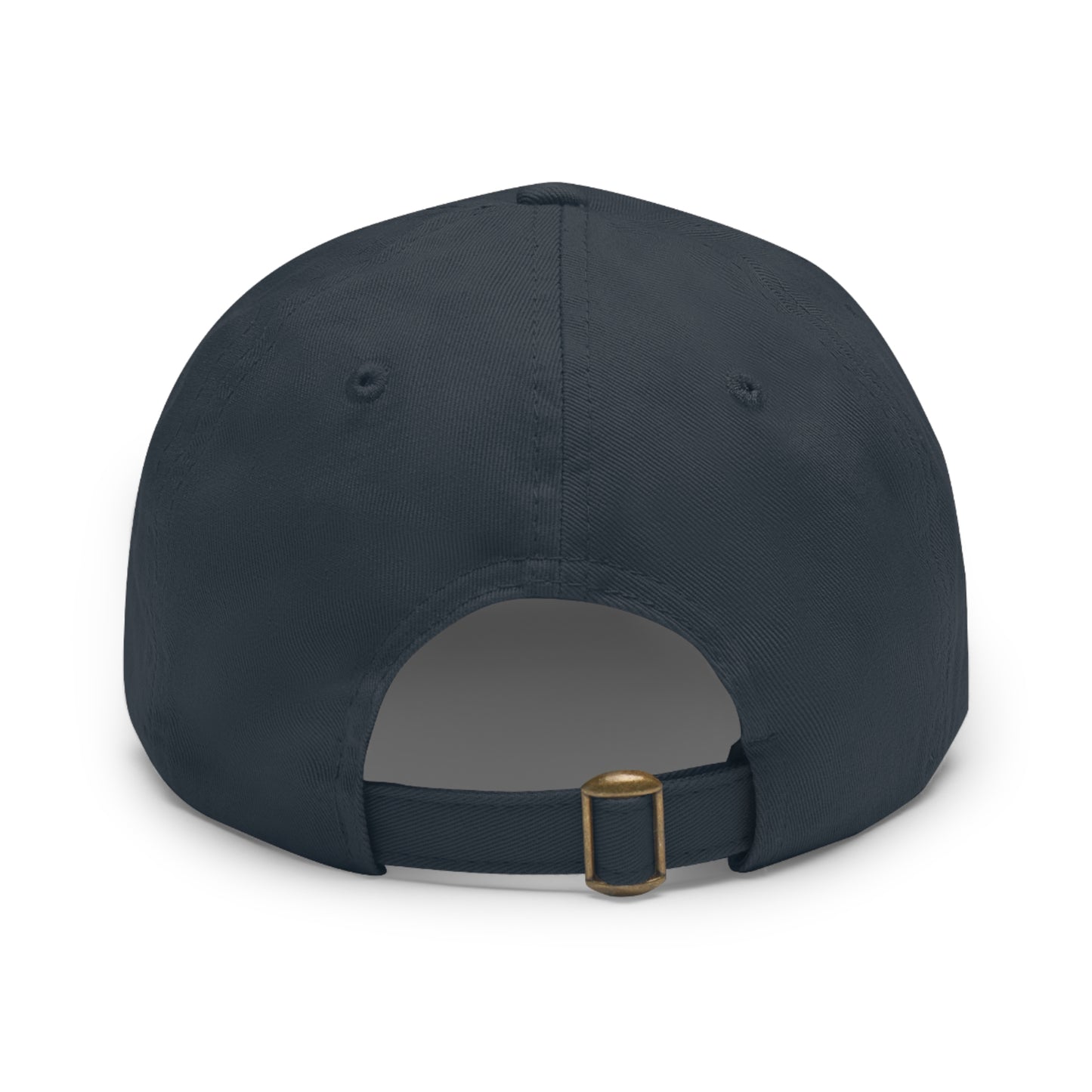 Navy blue cap with a gold buckle on a white background