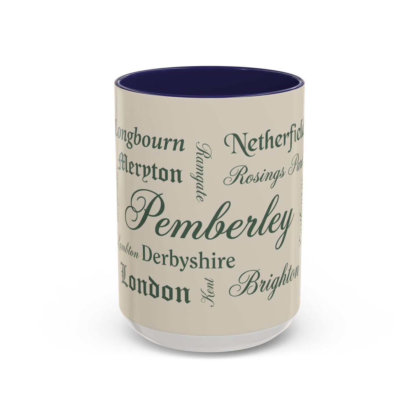 Places of Pride & Prejudice Accent Mug — Pemberley, Longbourn & English Towns