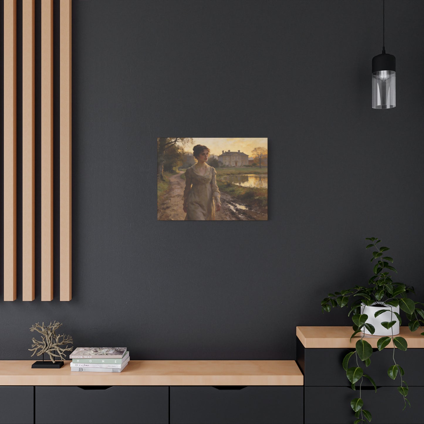 Elizabeth Bennet Walking at Longbourn Matte Canvas Print