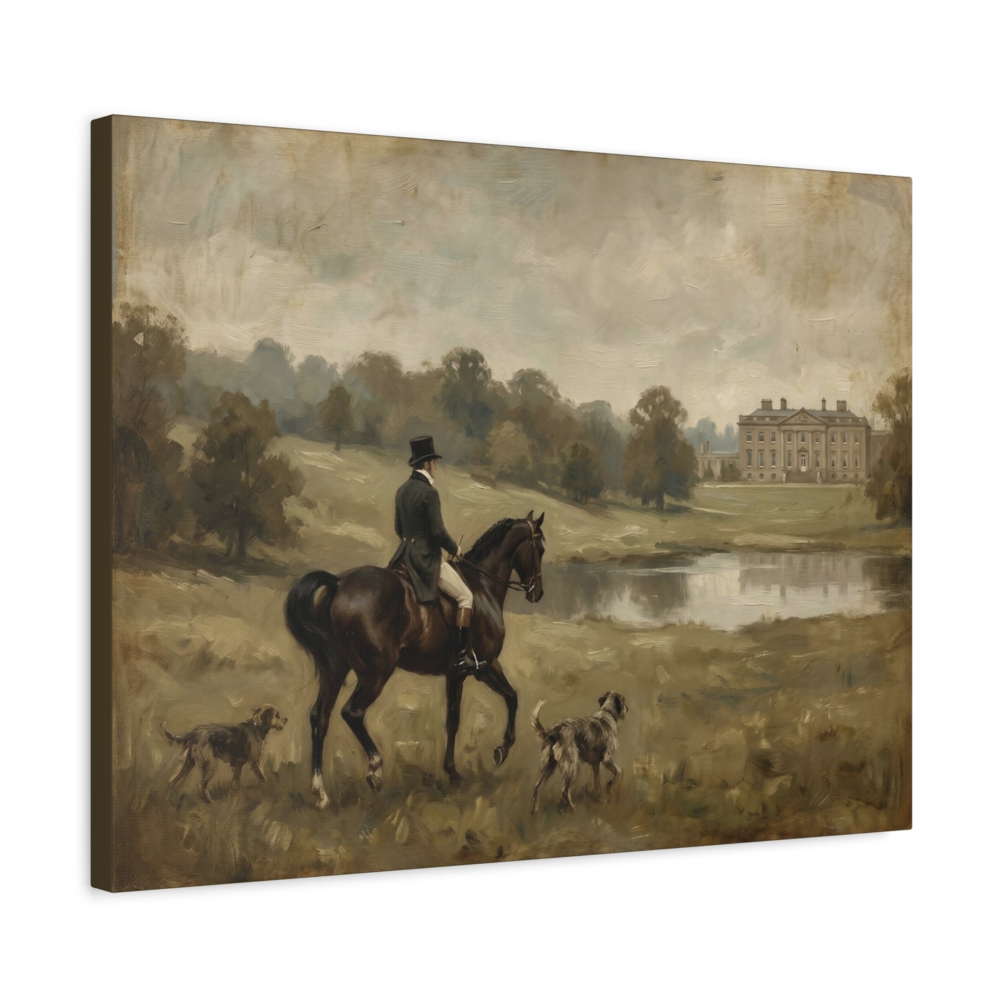 Mr. Darcy on Horseback at Pemberley Matte Canvas Print