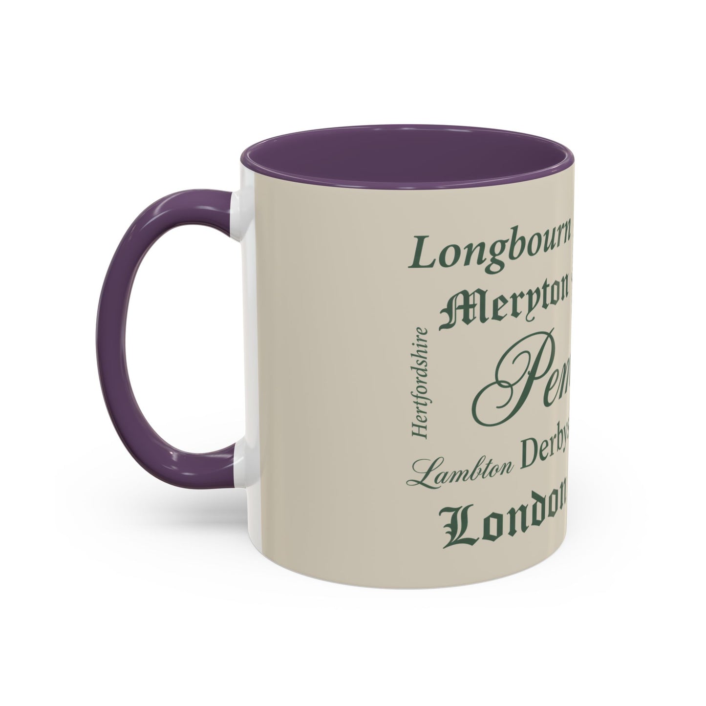 Places of Pride & Prejudice Accent Mug — Pemberley, Longbourn & English Towns