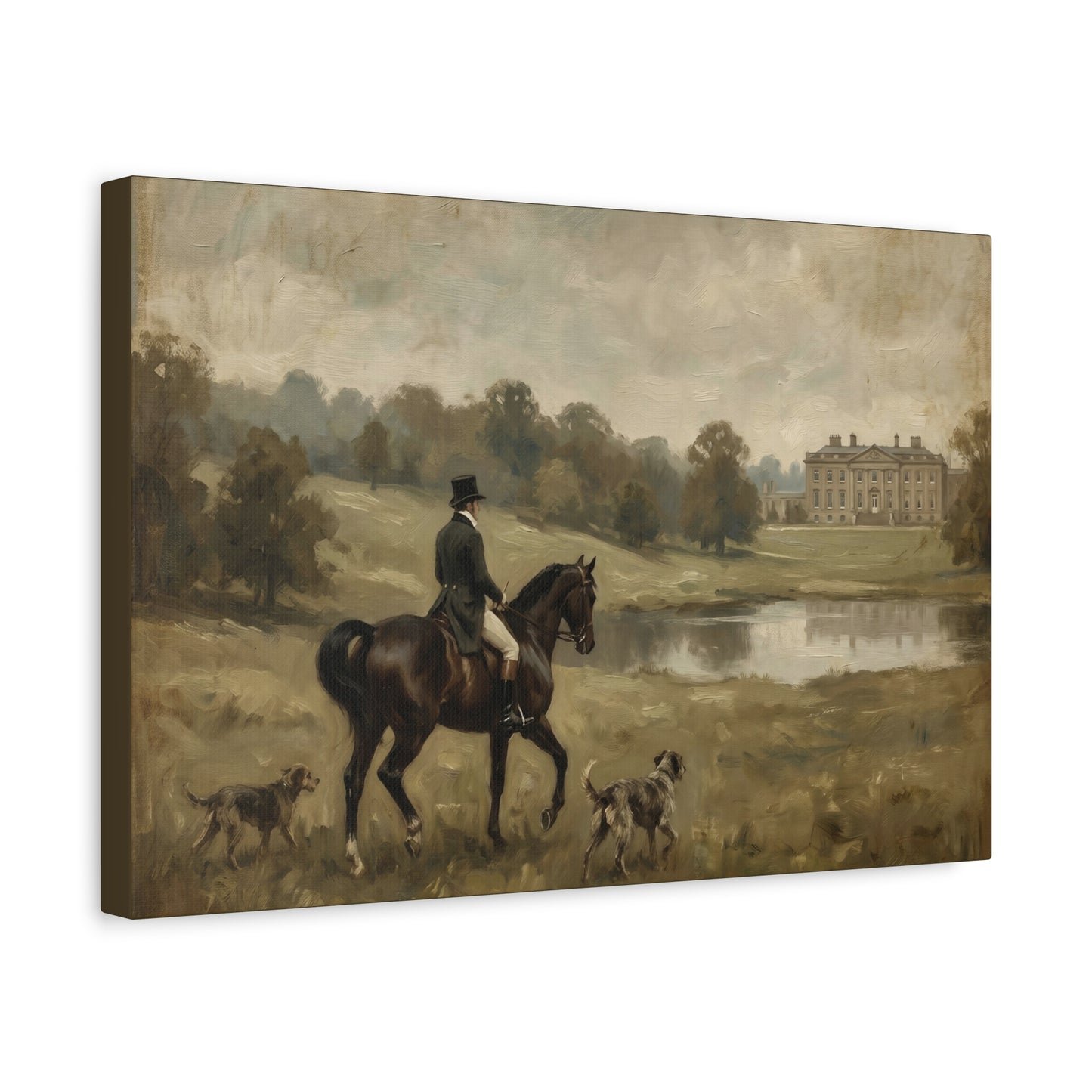 Mr. Darcy on Horseback at Pemberley Matte Canvas Print