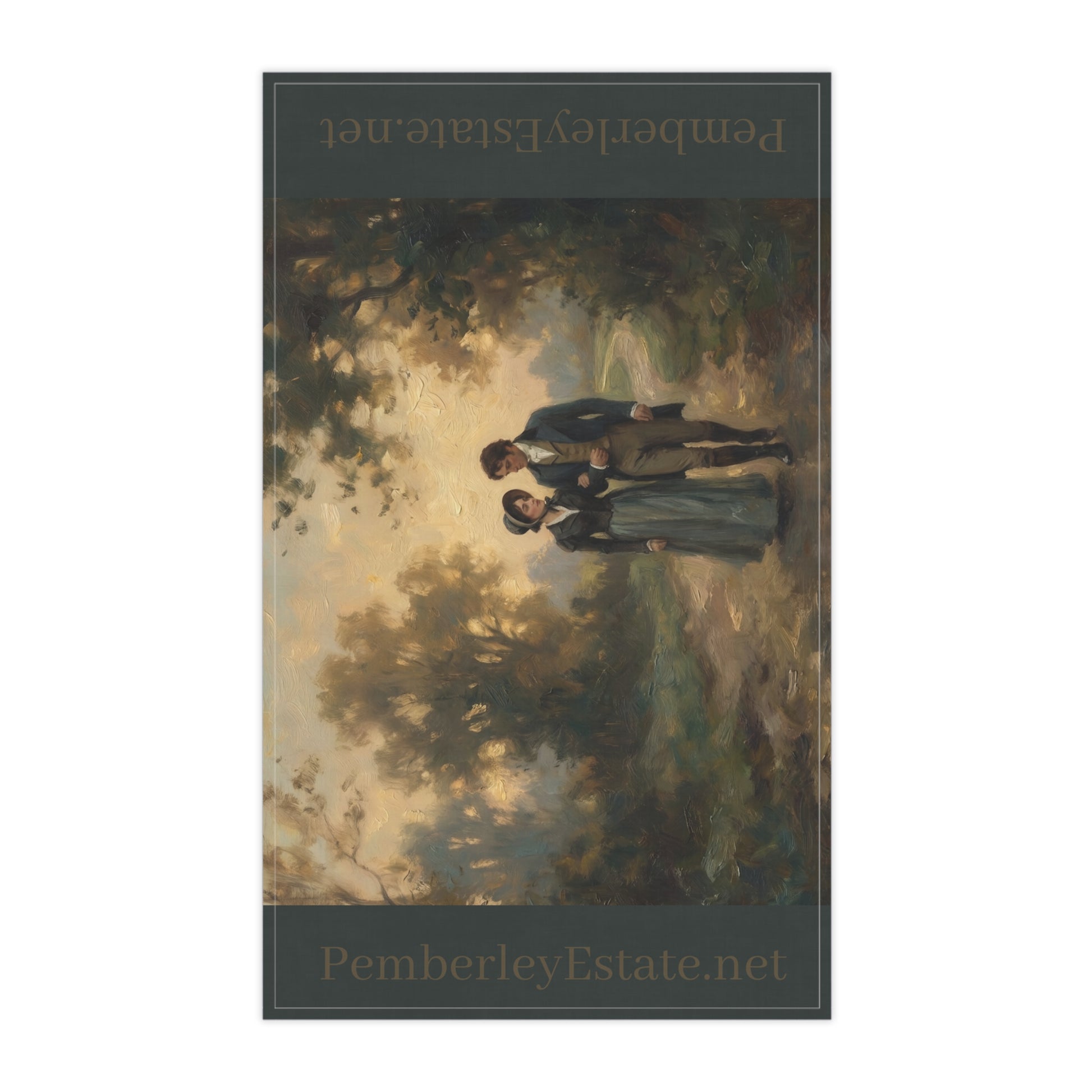 Kitchen towel with Lizzy and Darcy walking on a Country Lane