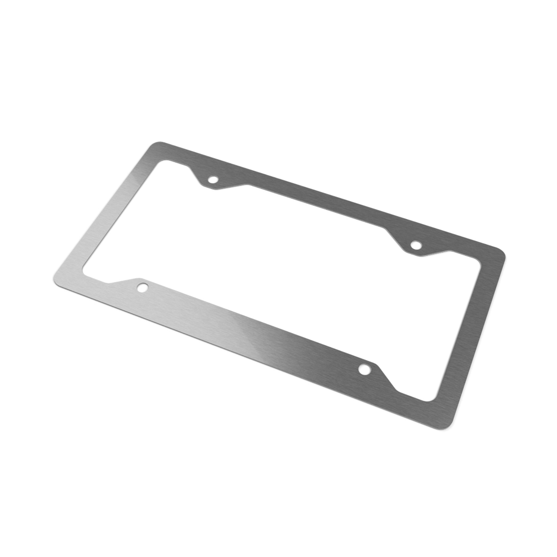 Metallic license plate frame on a white background