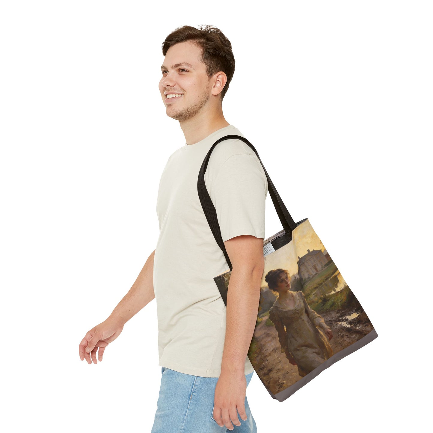 Lizzy & Darcy Country Walk Tote Bag — Double-Sided Romantic Art (3 Sizes)