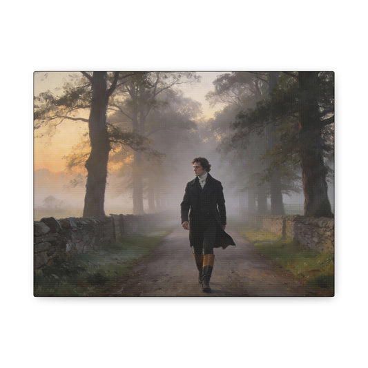 Mr. Darcy Walking Down a Country Lane Matte Canvas Print