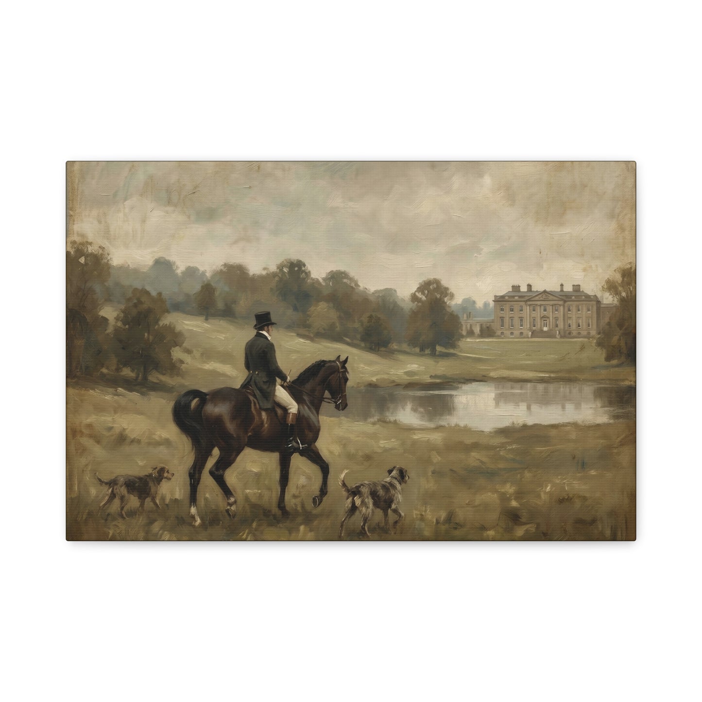 Mr. Darcy on Horseback at Pemberley Matte Canvas Print