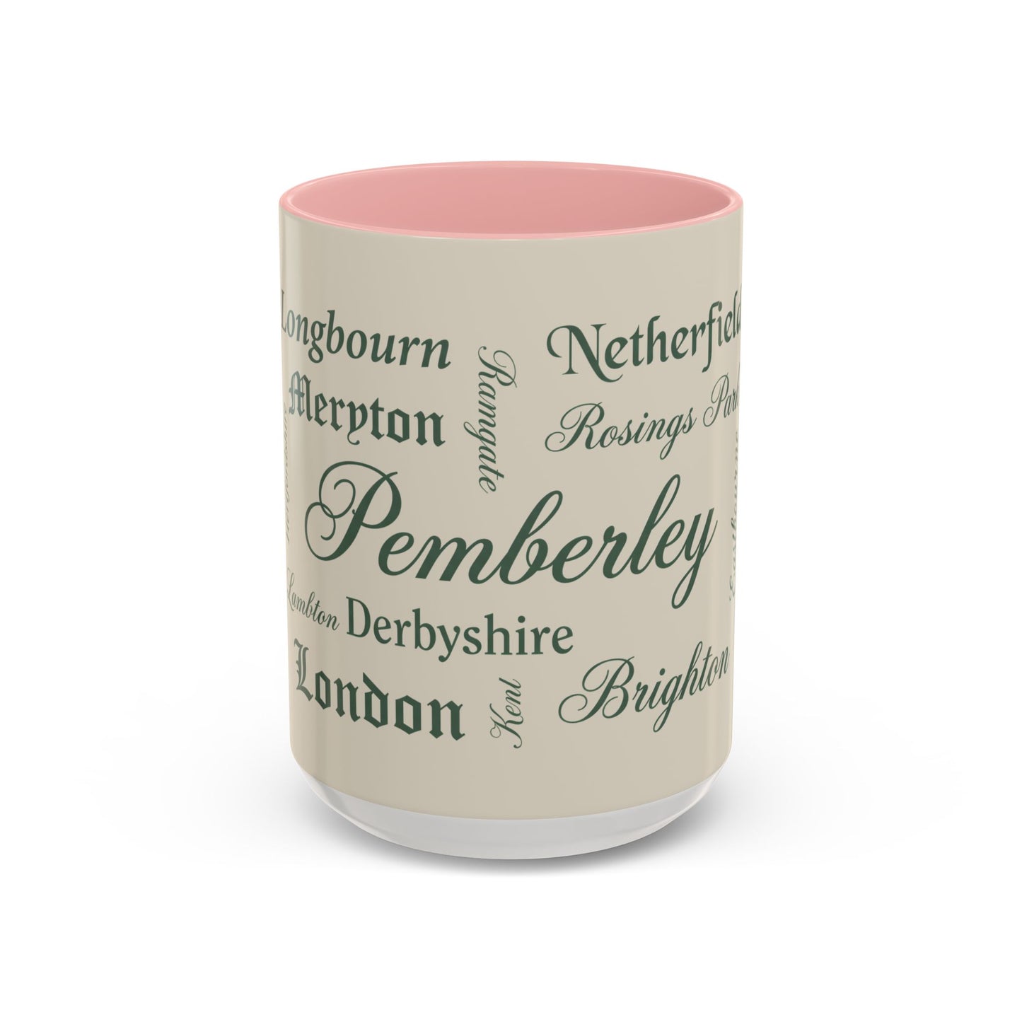 Places of Pride & Prejudice Accent Mug — Pemberley, Longbourn & English Towns