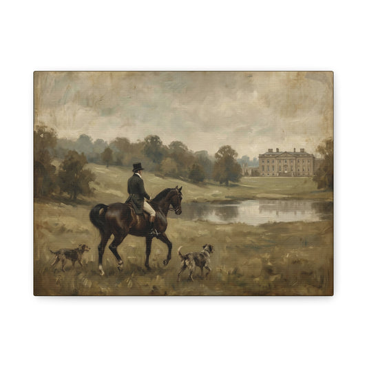 Mr. Darcy on Horseback at Pemberley Matte Canvas Print