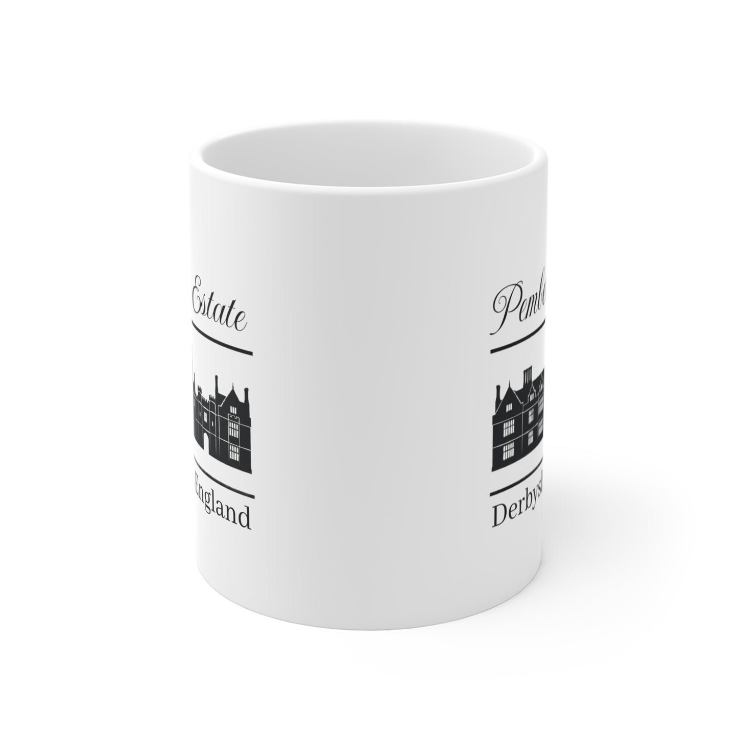 Pemberley Estate House Mug — “Derbyshire, England” (11oz)