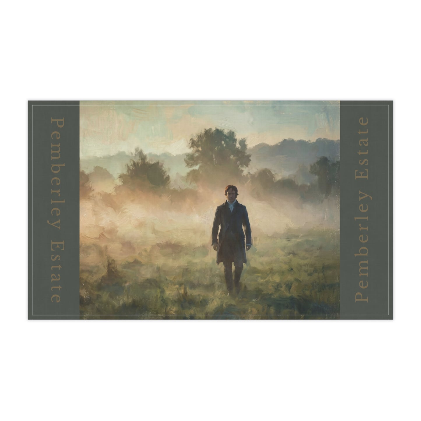 Romantic Pemberley Estate Tea Towel — Darcy Mist Walk (18" × 30")
