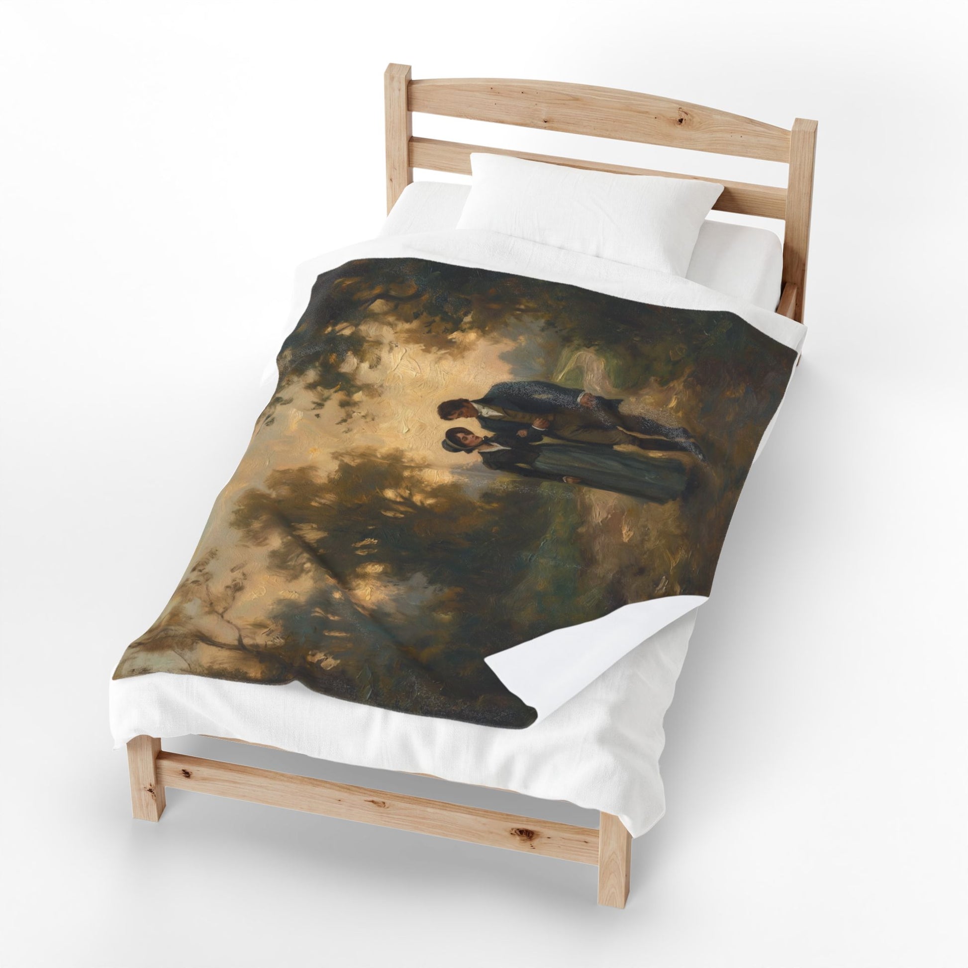 Lizzy and Darcy walking on a Country lane blanket on a bed