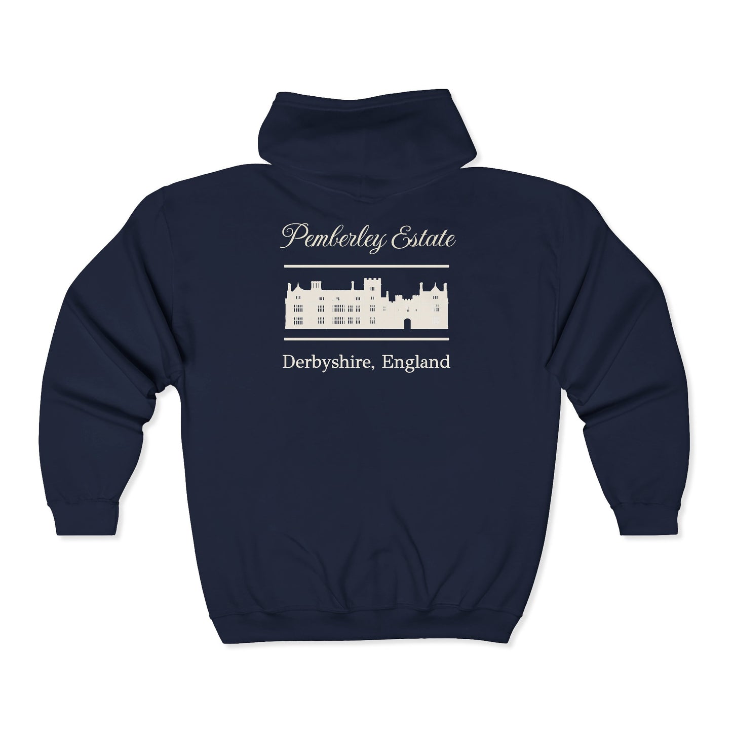 Official Pemberley Estate Zip-Up Hoodie — Derbyshire, England (Unisex)