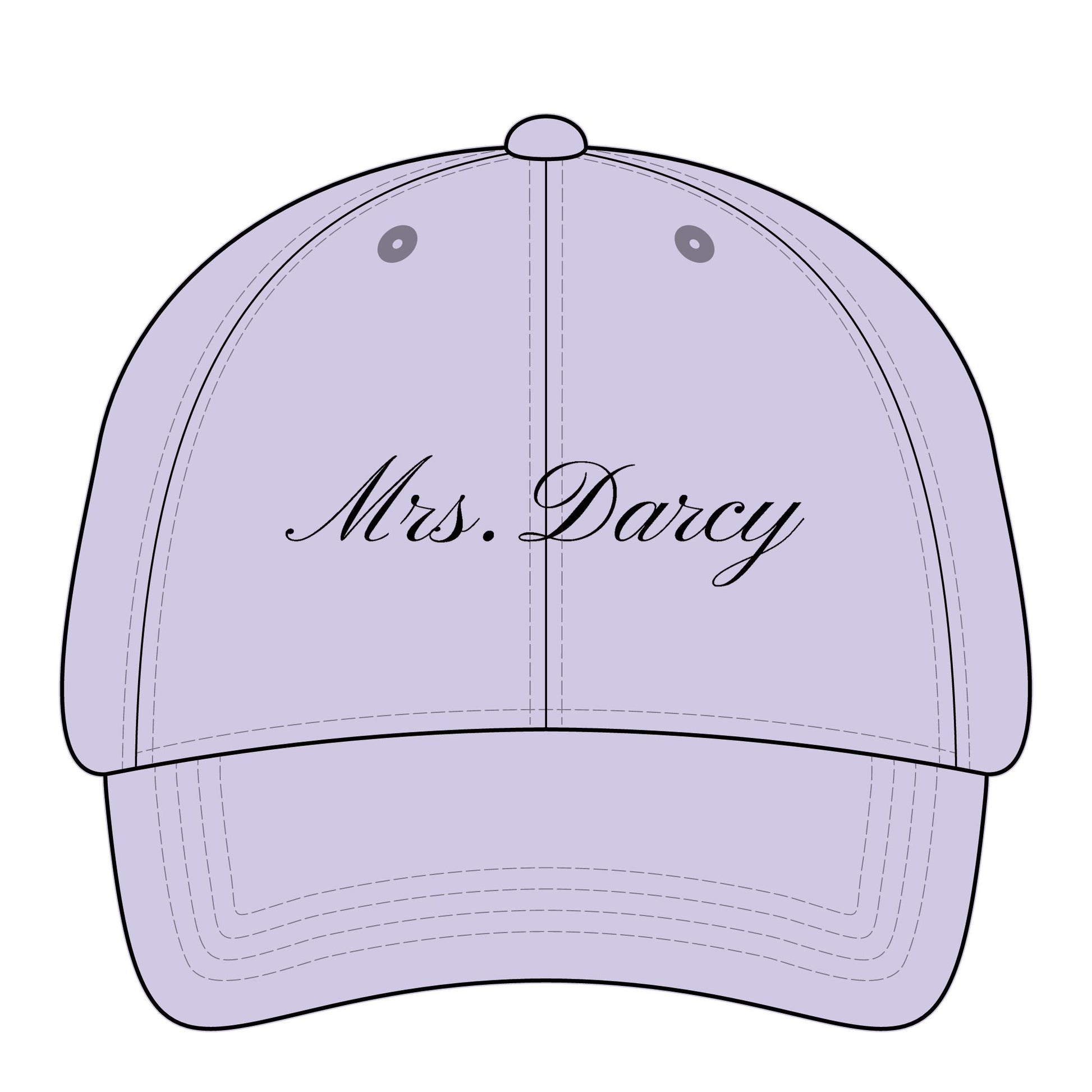 Mrs Darcy black embroidery on lavender hat