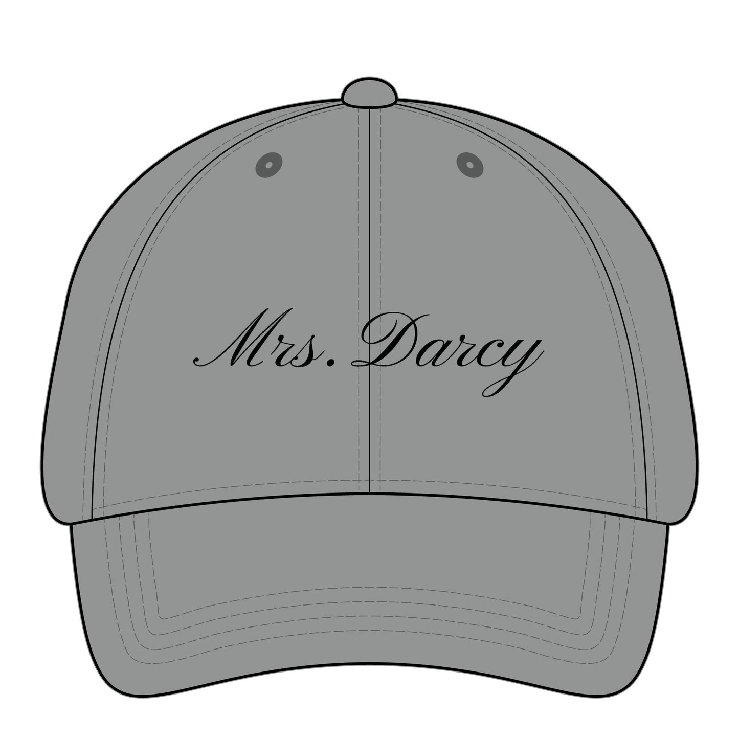 Mrs Darcy black embroidery on gray hat
