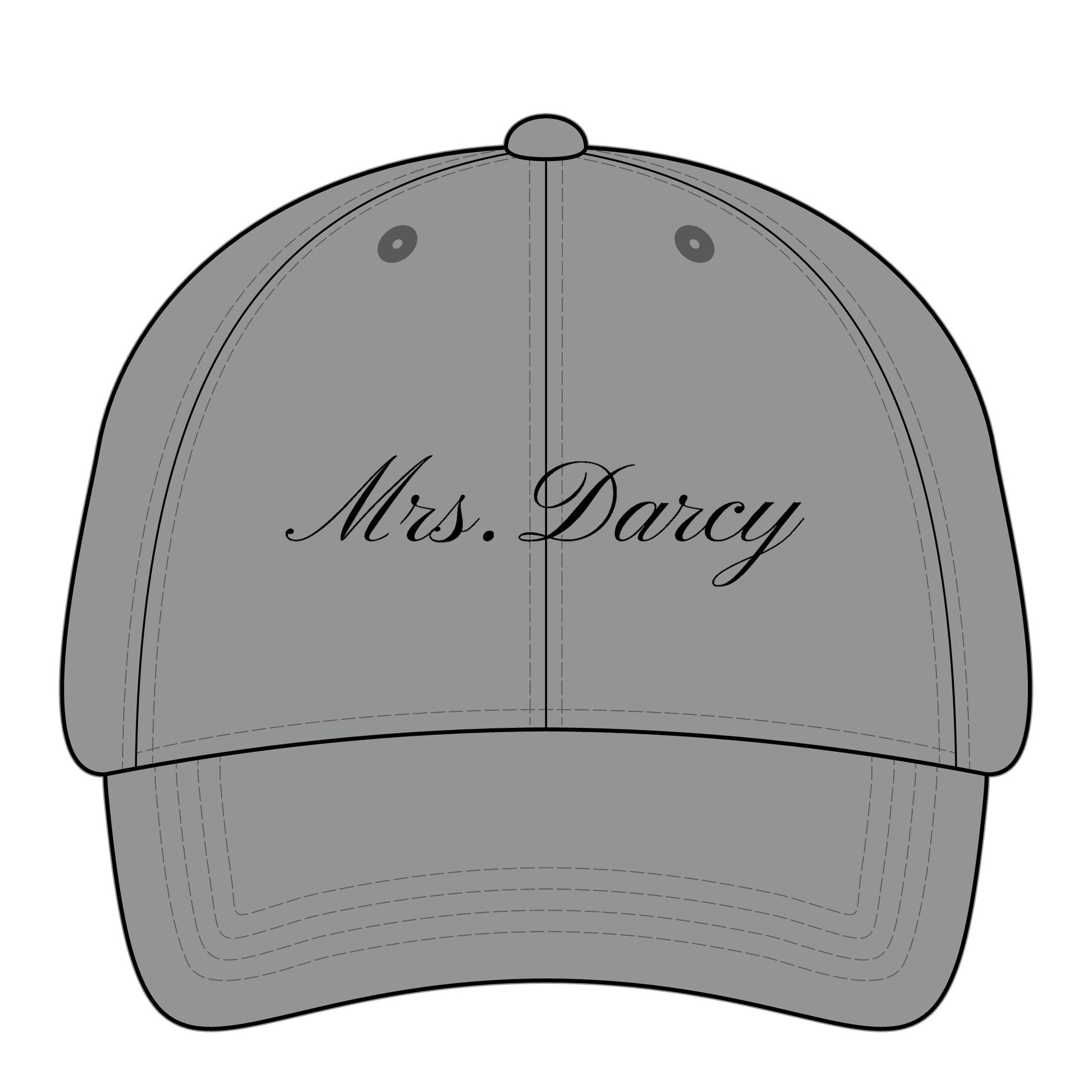 Mrs Darcy black embroidery on gray hat