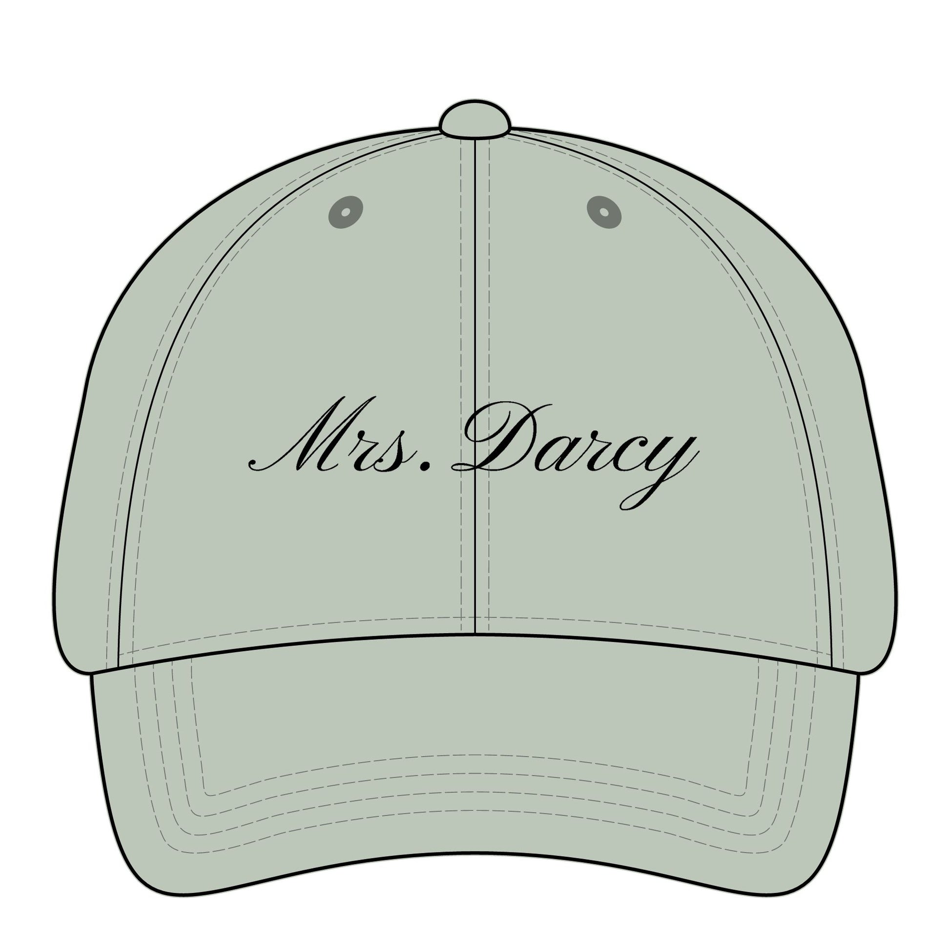 Mrs Darcy black embroidery on sage hat