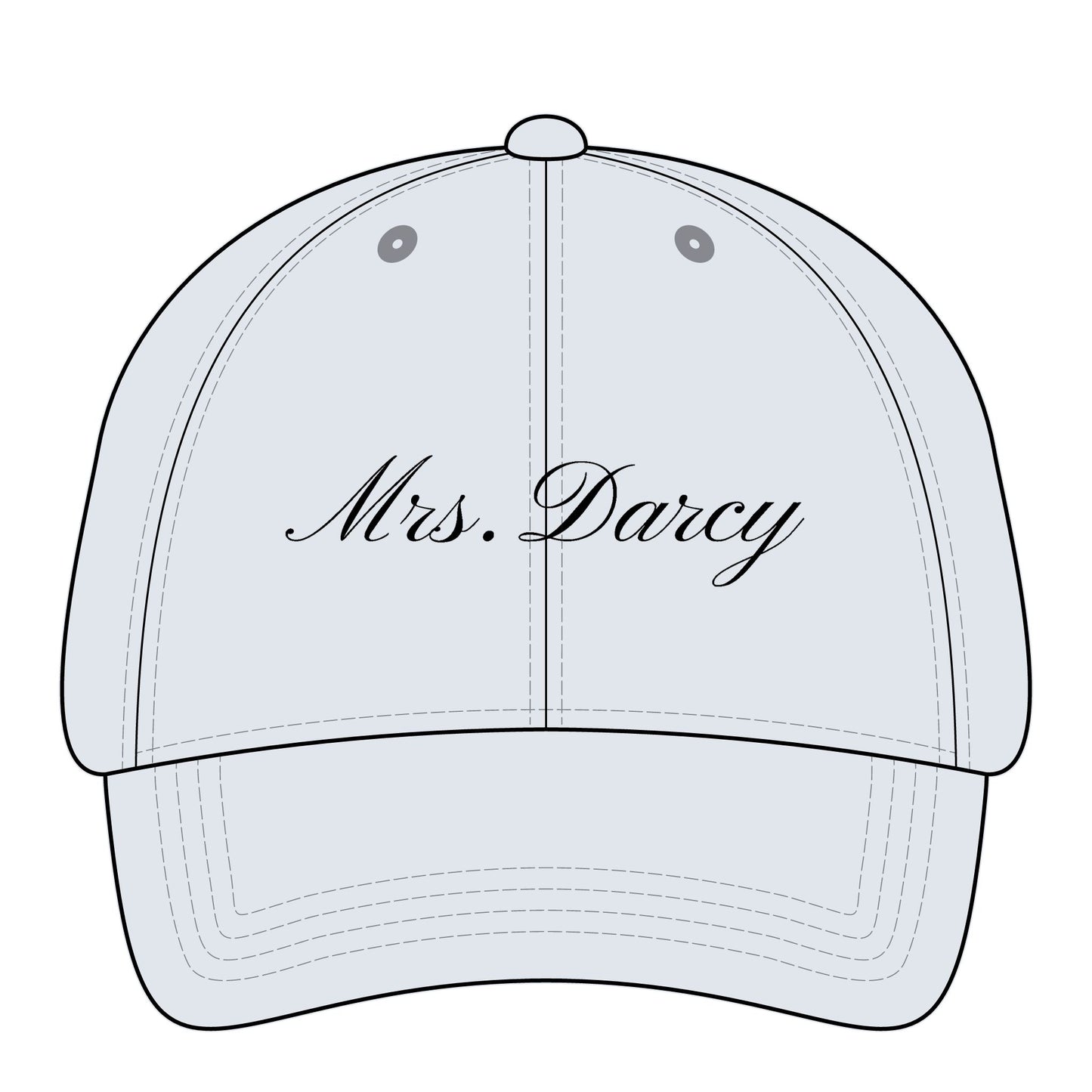 Mrs Darcy black embroidery on sky blue hat
