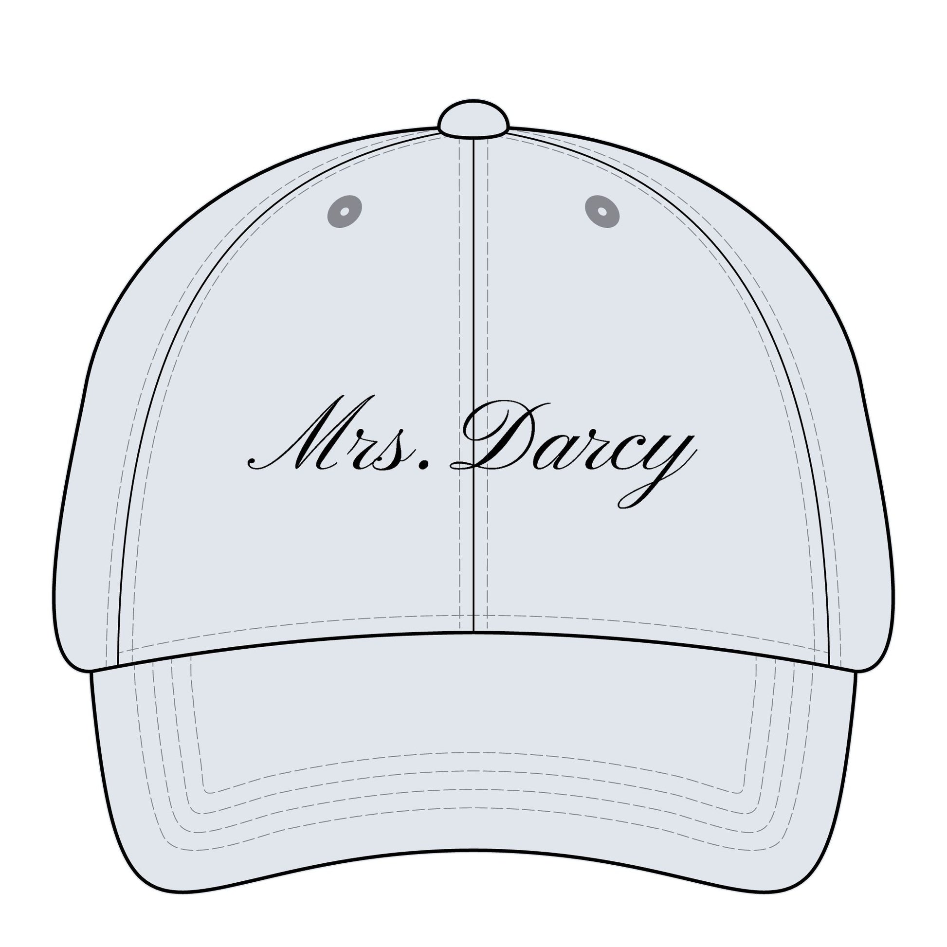 Mrs Darcy black embroidery on sky blue hat