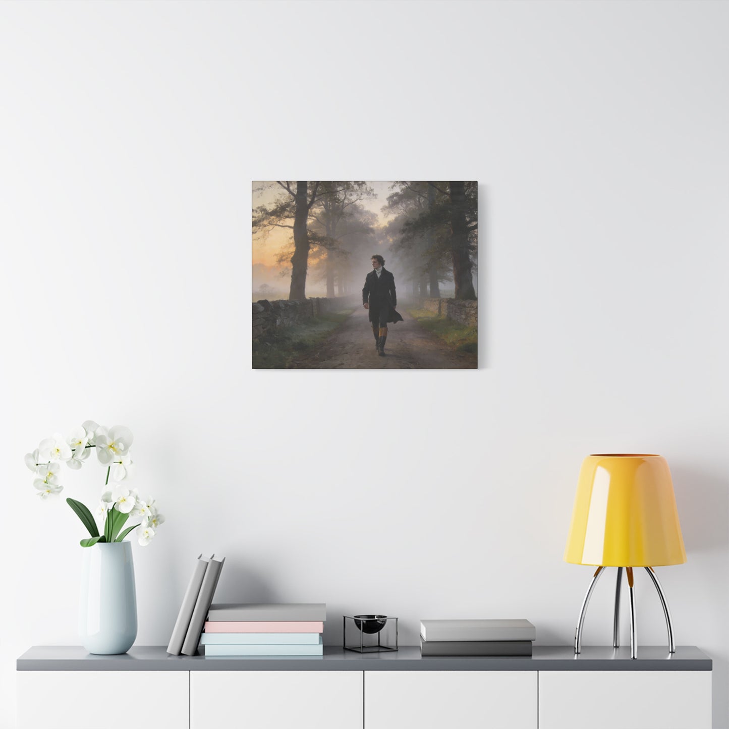 Mr. Darcy Walking Down a Country Lane Matte Canvas Print