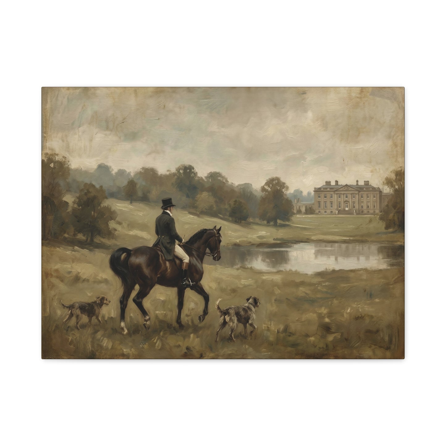 Mr. Darcy on Horseback at Pemberley Matte Canvas Print