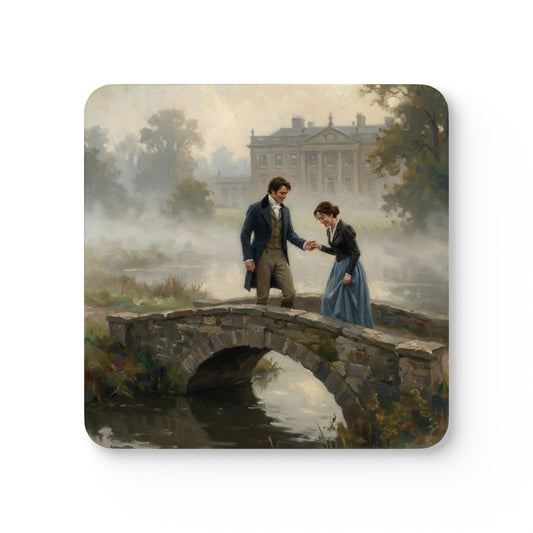Darcy helping Lizzy over a bridge image on a coaster
