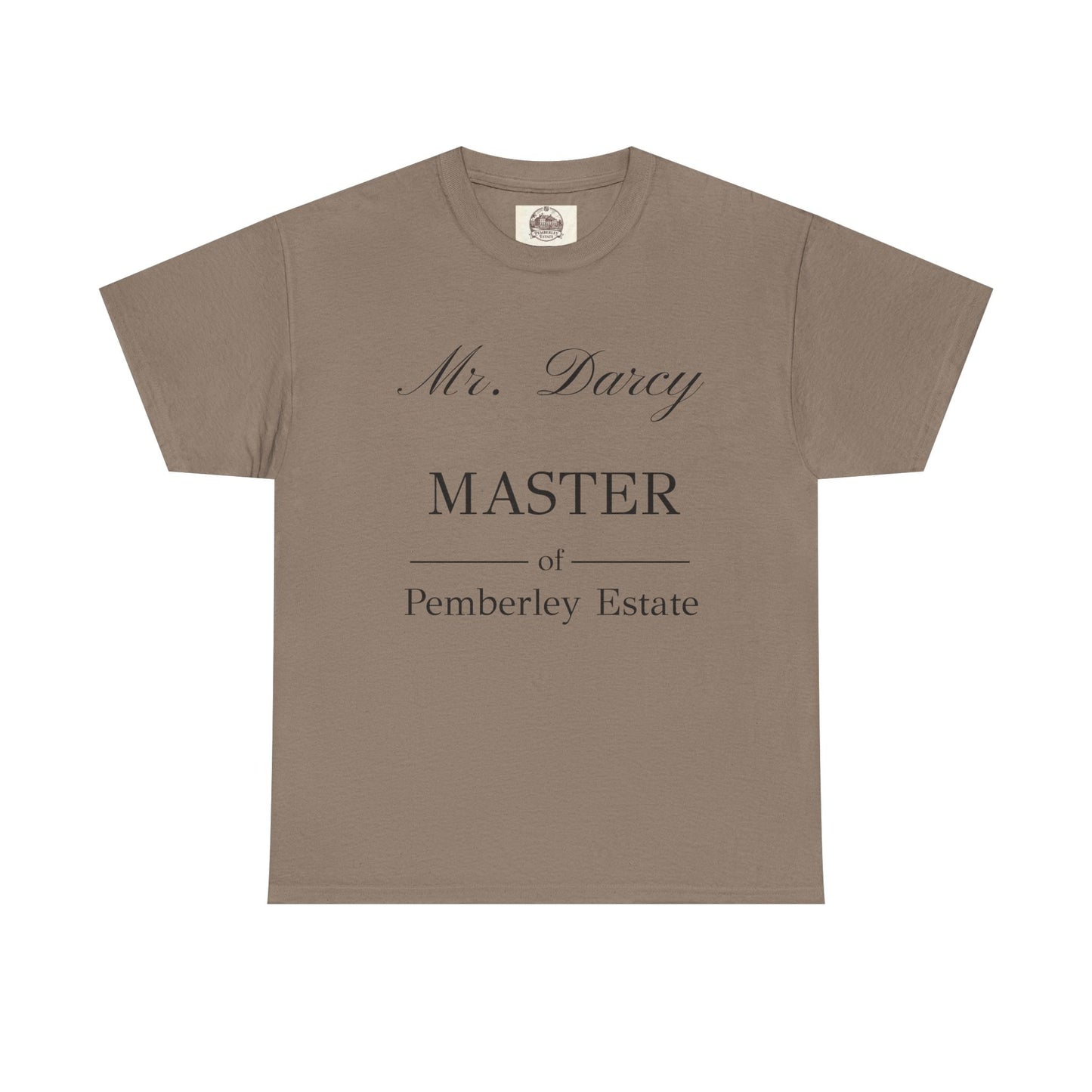 Mr Darcy Master of Pemberley Estate black text Men's t-shirt - dark tan color