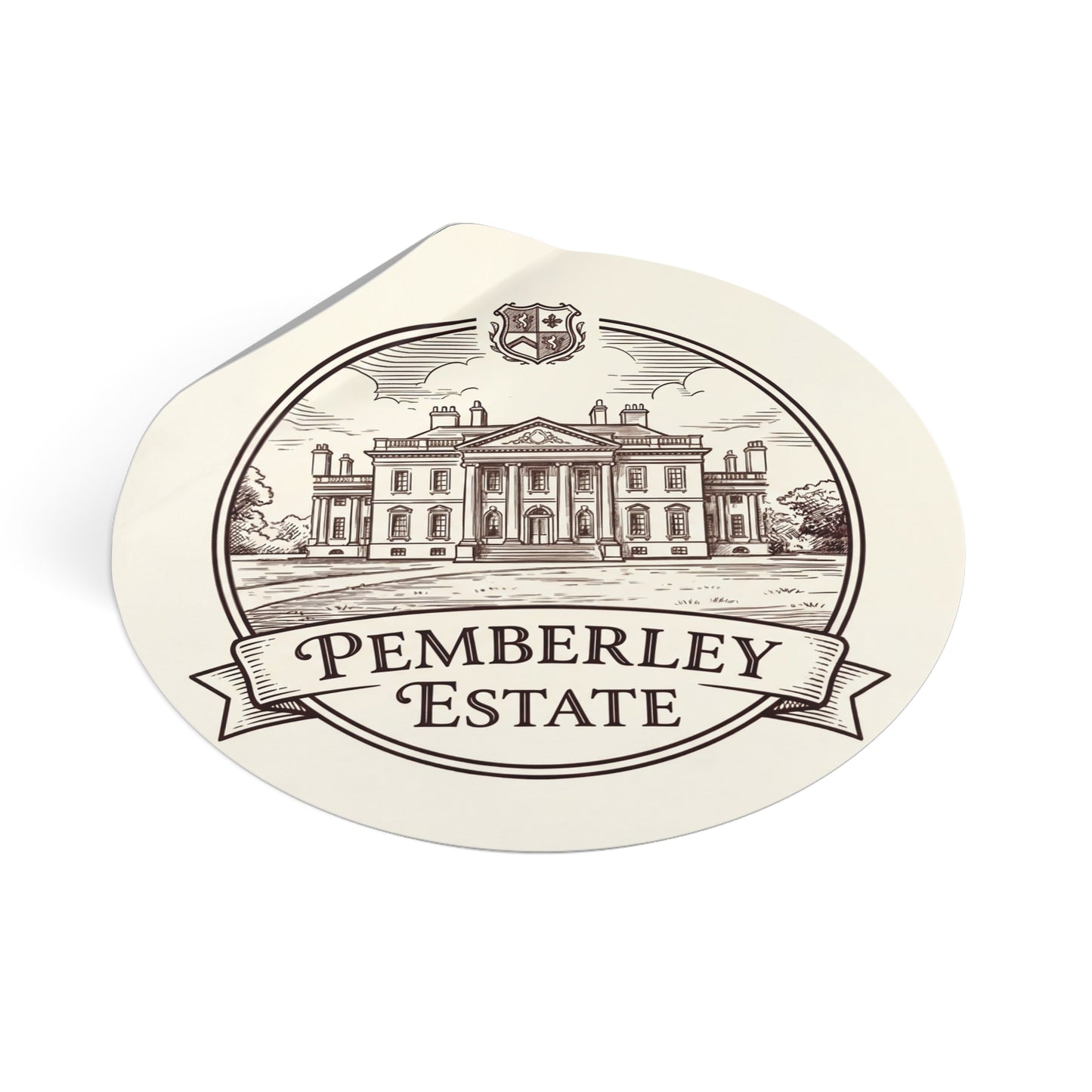 Official Pemberley Estate Logo Round Sticker — 3" & 6" Vinyl Decal