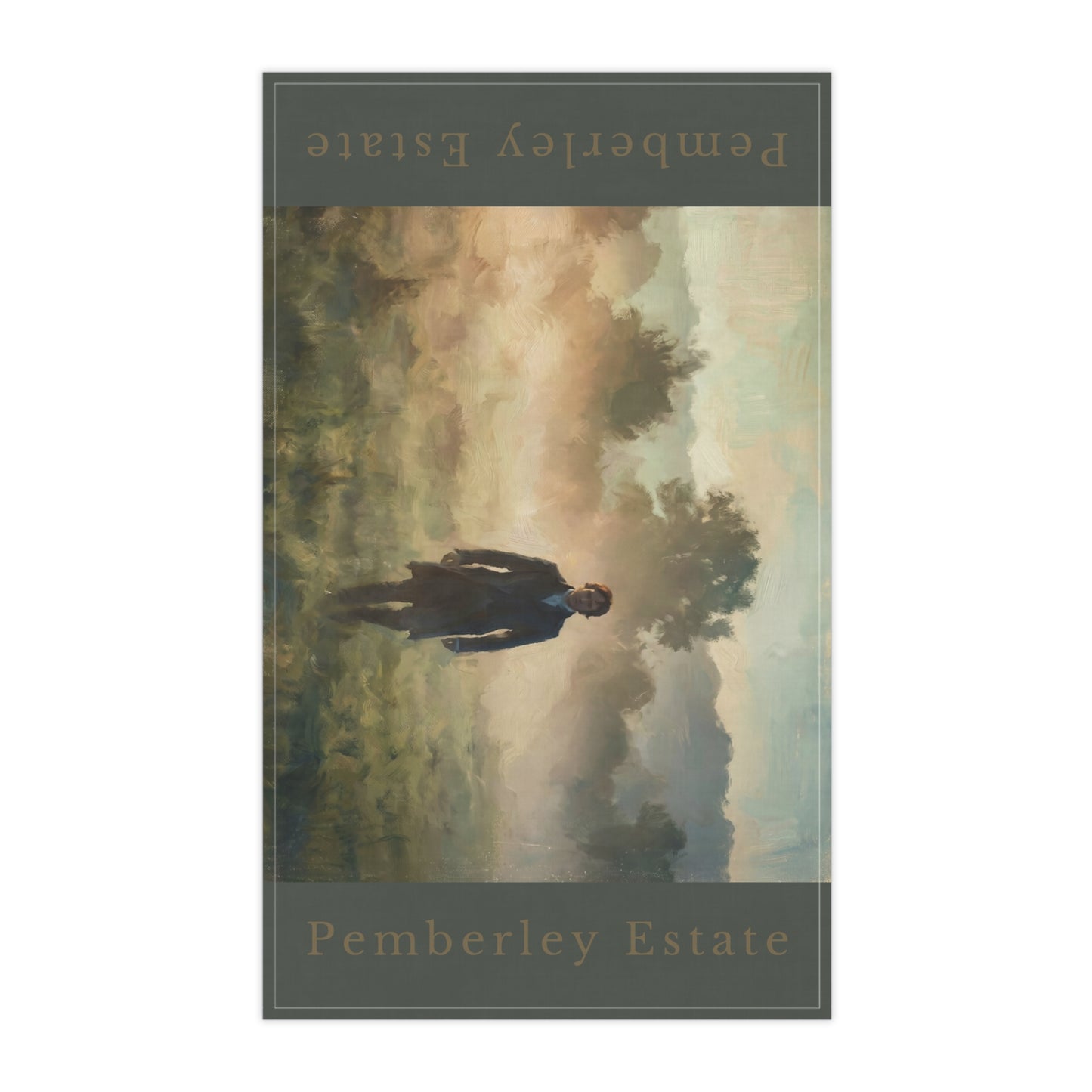 Romantic Pemberley Estate Tea Towel — Darcy Mist Walk (18" × 30")